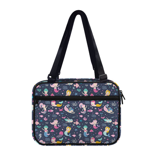 Mermaid Cartoon Pattern Print Double Strap Bible Bag