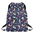 Mermaid Cartoon Pattern Print Drawstring Backpack