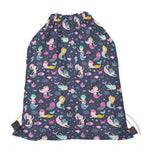 Mermaid Cartoon Pattern Print Drawstring Bag