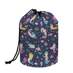 Mermaid Cartoon Pattern Print Drawstring Makeup Bag