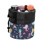 Mermaid Cartoon Pattern Print Drawstring Makeup Bag