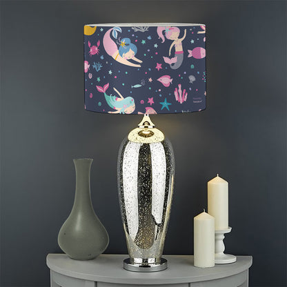 Mermaid Cartoon Pattern Print Drum Lamp Shade