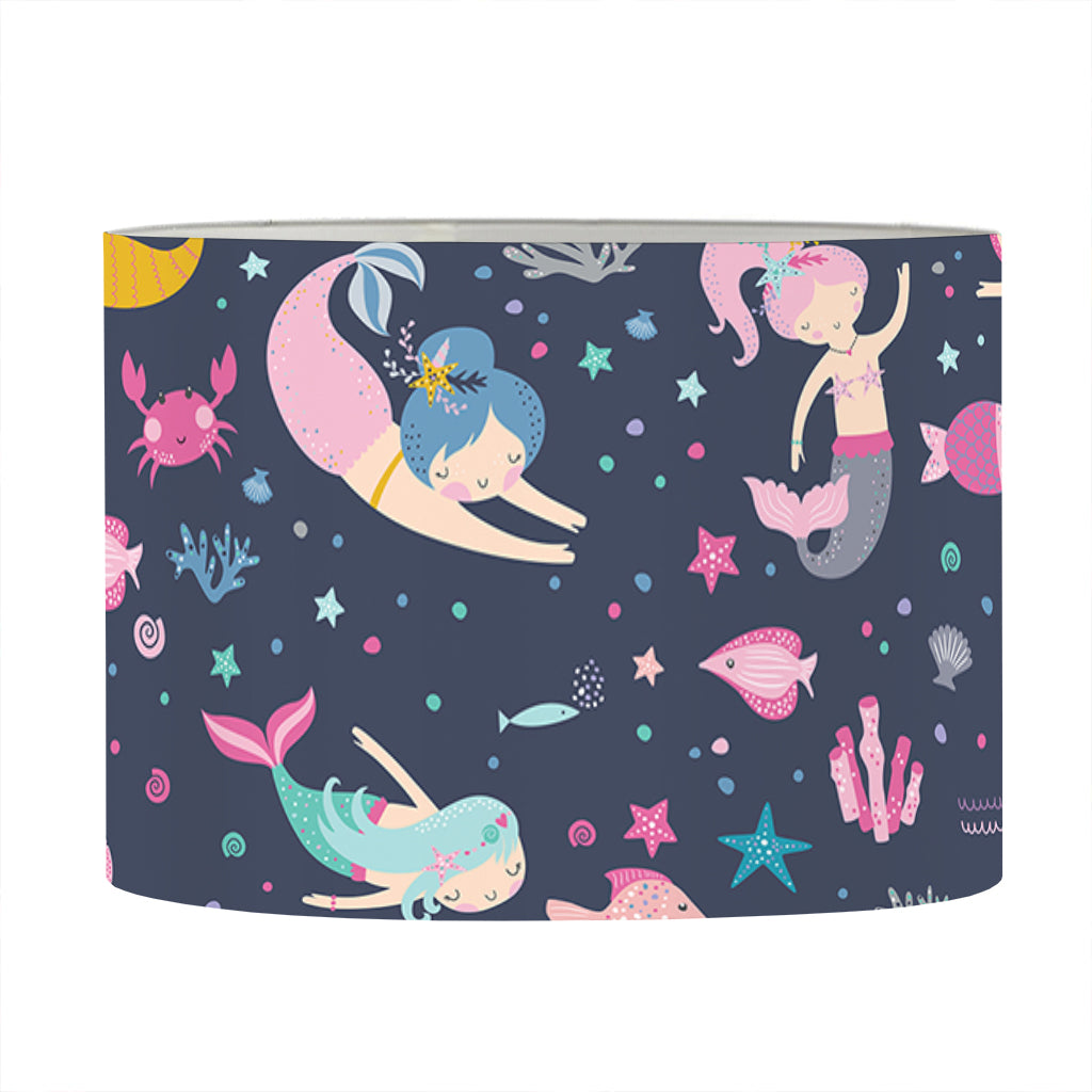 Mermaid Cartoon Pattern Print Drum Lamp Shade