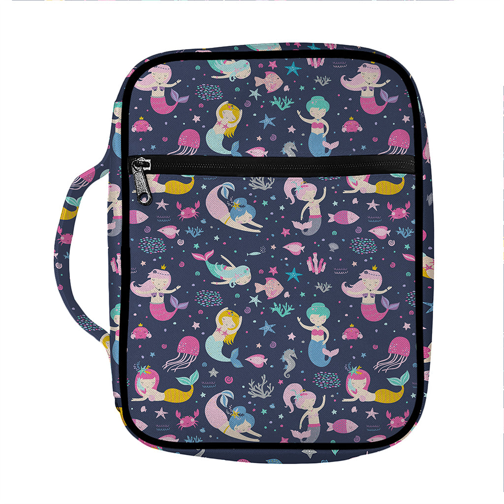Mermaid Cartoon Pattern Print Front Pocket Bible Bag