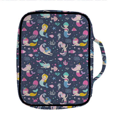 Mermaid Cartoon Pattern Print Front Pocket Bible Bag