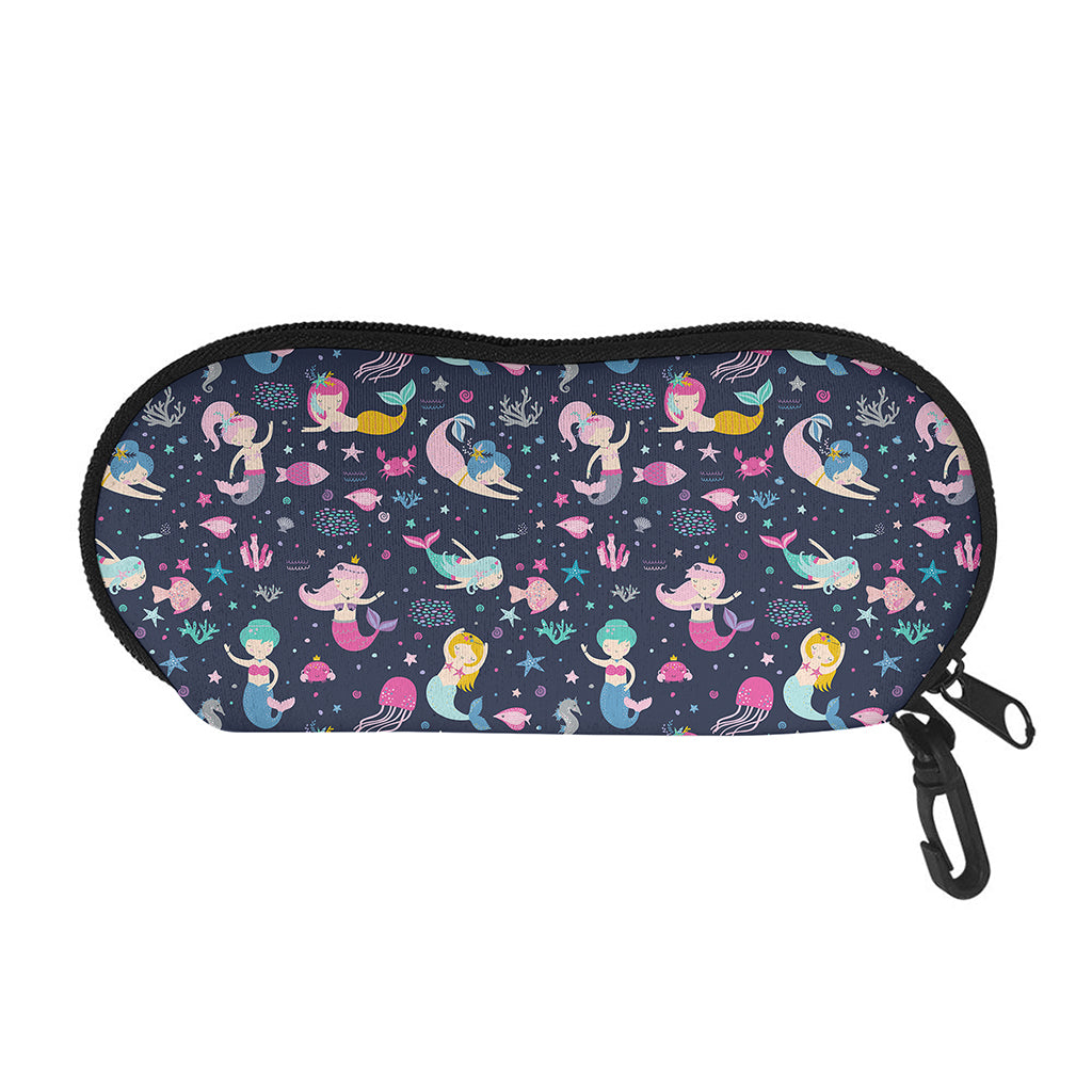 Mermaid Cartoon Pattern Print Glasses Case