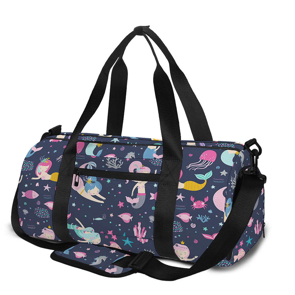 Mermaid Cartoon Pattern Print Gym Bag