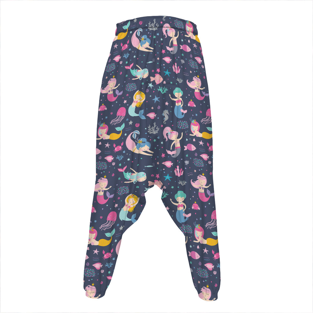 Mermaid Cartoon Pattern Print Hammer Pants