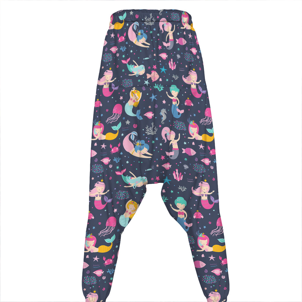 Mermaid Cartoon Pattern Print Hammer Pants