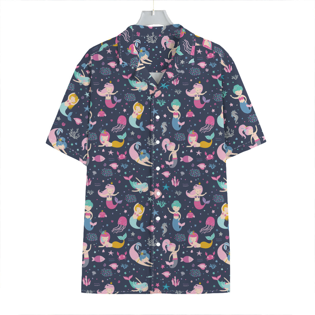Mermaid Cartoon Pattern Print Hawaiian Shirt