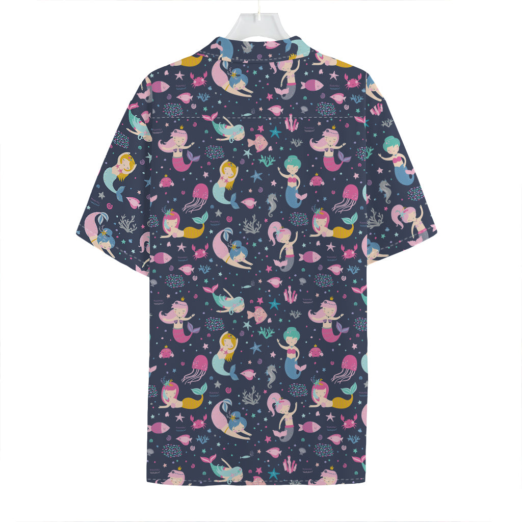 Mermaid Cartoon Pattern Print Hawaiian Shirt