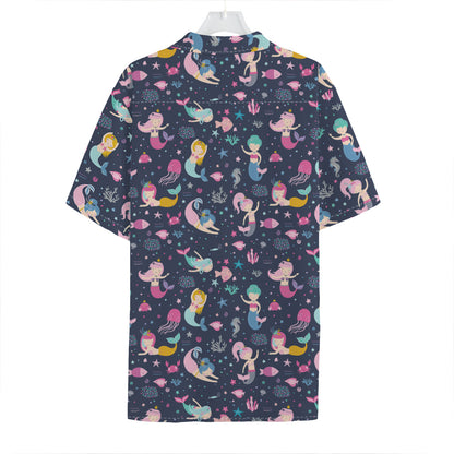 Mermaid Cartoon Pattern Print Hawaiian Shirt