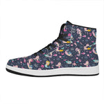 Mermaid Cartoon Pattern Print High Top Leather Sneakers