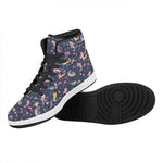 Mermaid Cartoon Pattern Print High Top Leather Sneakers