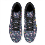 Mermaid Cartoon Pattern Print High Top Leather Sneakers