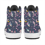 Mermaid Cartoon Pattern Print High Top Leather Sneakers