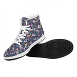Mermaid Cartoon Pattern Print High Top Leather Sneakers
