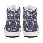 Mermaid Cartoon Pattern Print High Top Leather Sneakers