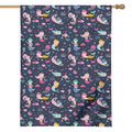 Mermaid Cartoon Pattern Print House Flag