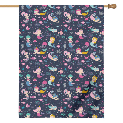 Mermaid Cartoon Pattern Print House Flag