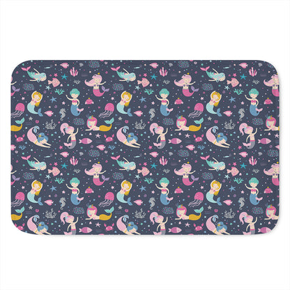 Mermaid Cartoon Pattern Print Indoor Door Mat