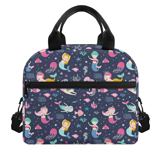 Mermaid Cartoon Pattern Print Insulated Lunch Bag