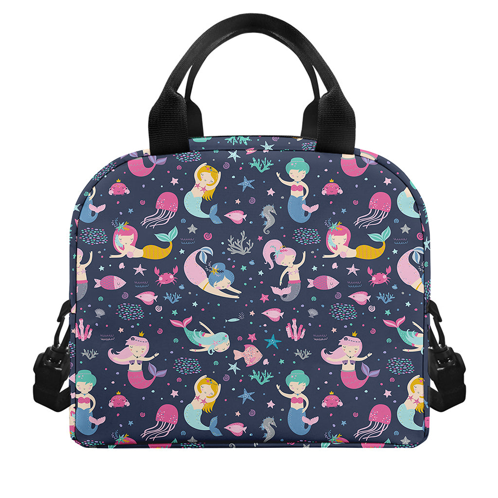 Mermaid Cartoon Pattern Print Insulated Lunch Bag