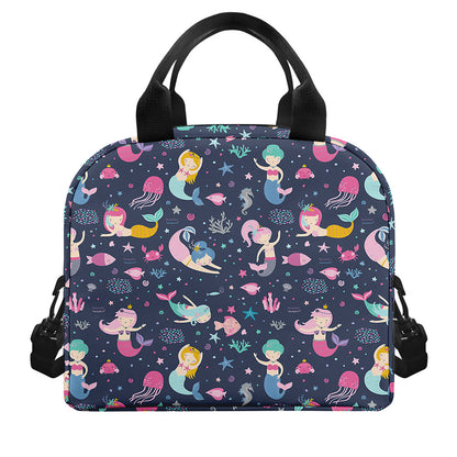 Mermaid Cartoon Pattern Print Insulated Lunch Bag