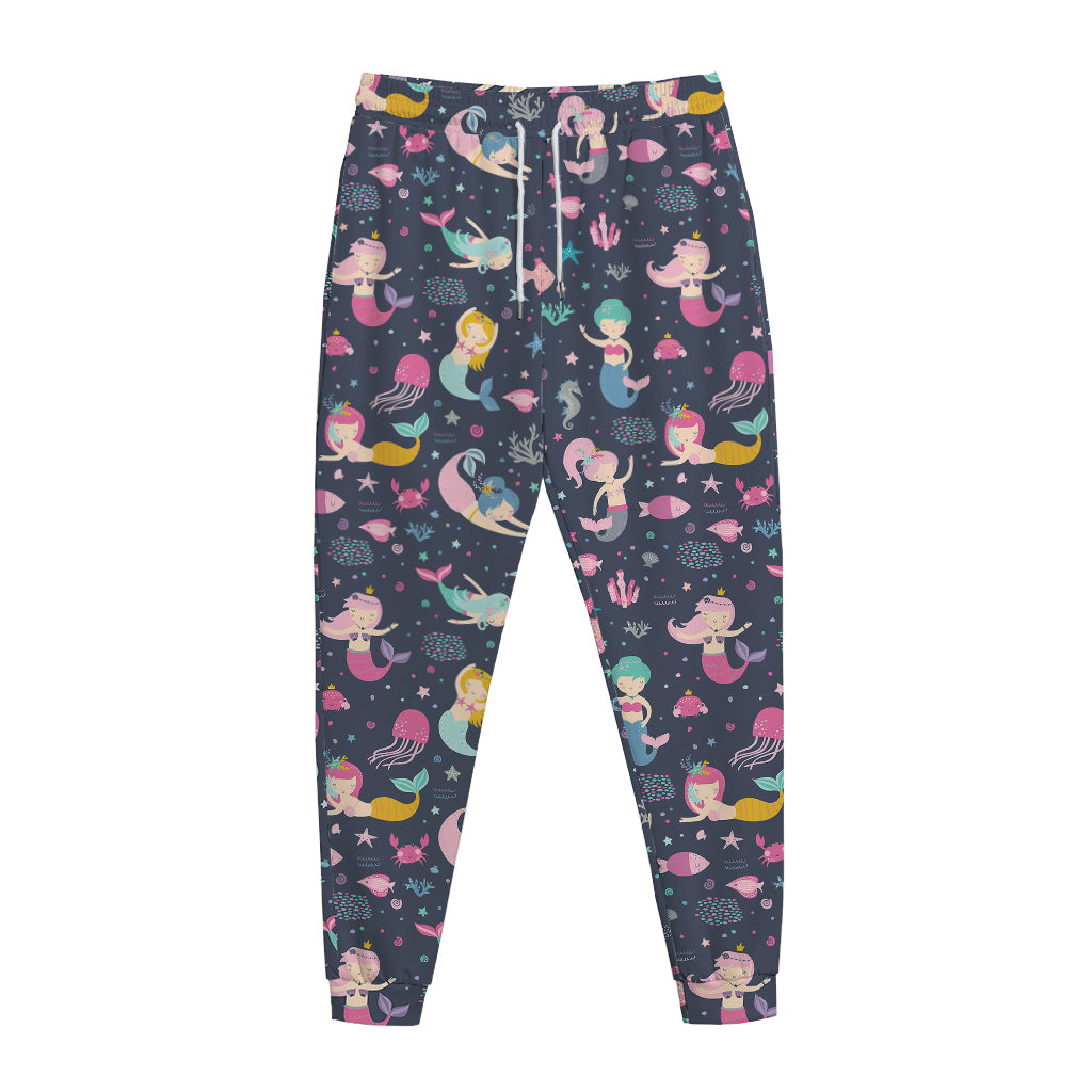 Mermaid Cartoon Pattern Print Jogger Pants