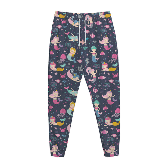Mermaid Cartoon Pattern Print Jogger Pants