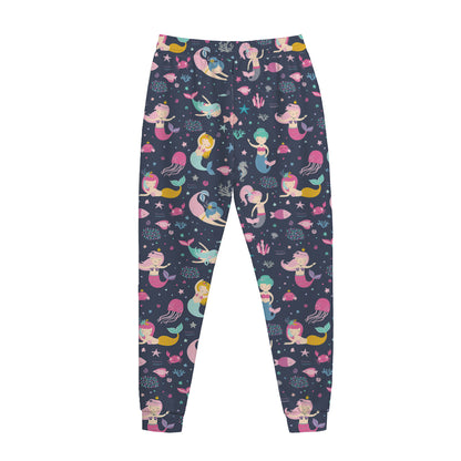 Mermaid Cartoon Pattern Print Jogger Pants