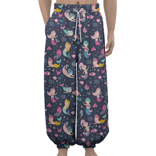 Mermaid Cartoon Pattern Print Lantern Pants