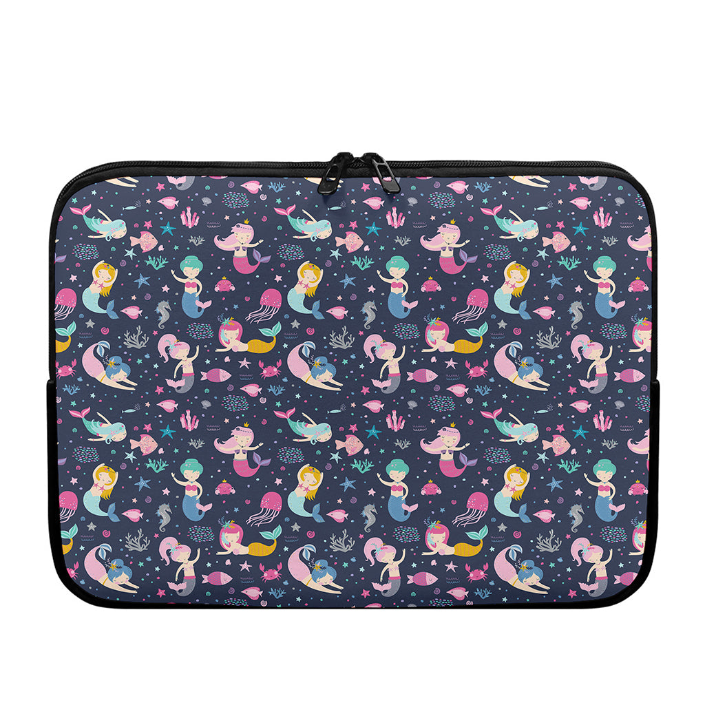 Mermaid Cartoon Pattern Print Laptop Sleeve