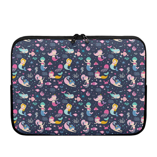 Mermaid Cartoon Pattern Print Laptop Sleeve