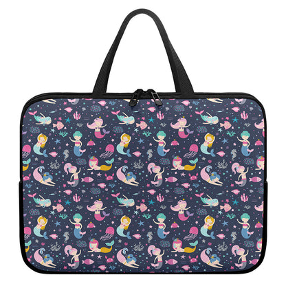 Mermaid Cartoon Pattern Print Laptop Sleeve With Handle