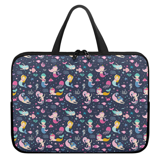 Mermaid Cartoon Pattern Print Laptop Sleeve With Handle