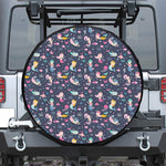 Mermaid Cartoon Pattern Print Leather Spare Tire Cover