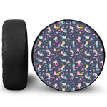 Mermaid Cartoon Pattern Print Leather Spare Tire Cover