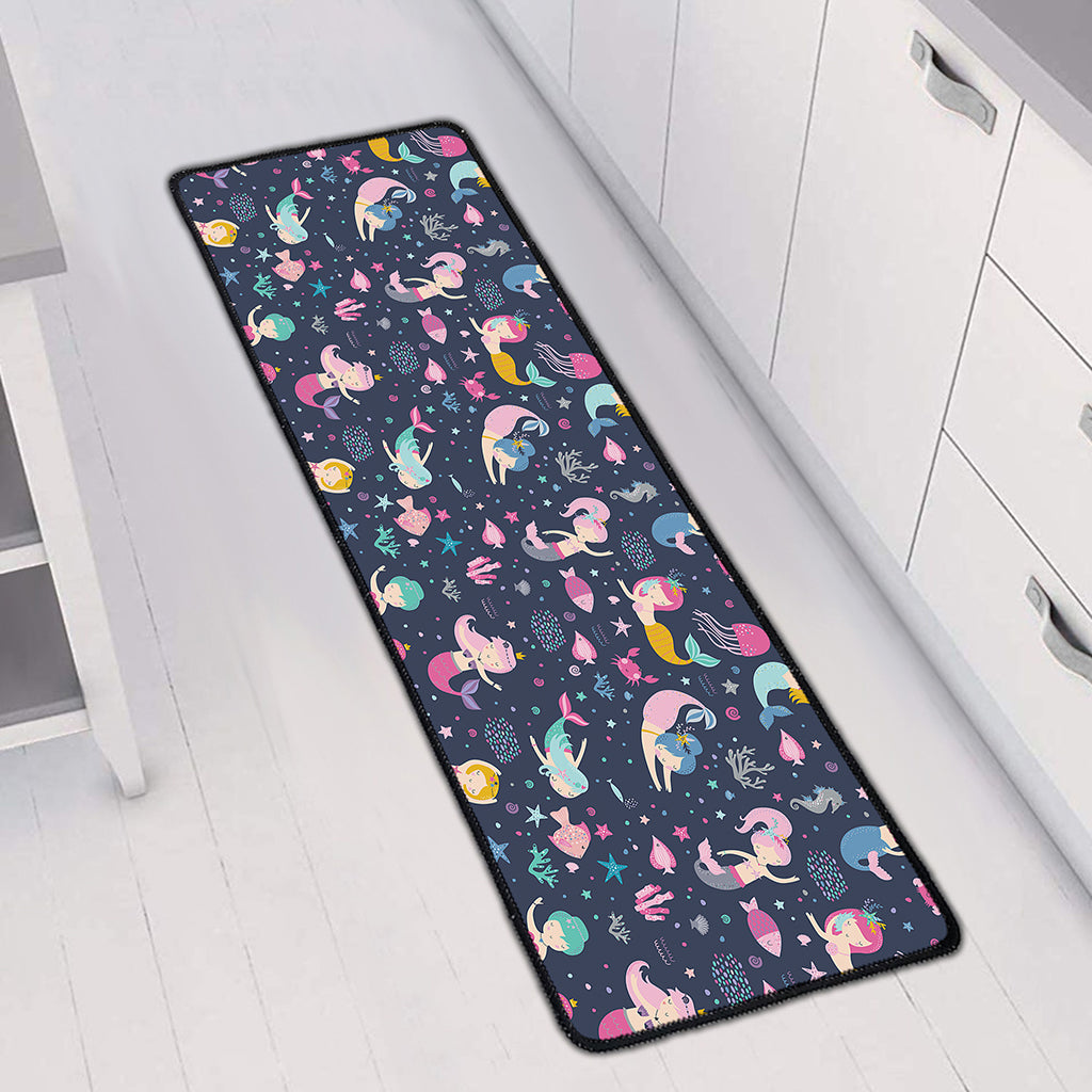 Mermaid Cartoon Pattern Print Long Kitchen Mat
