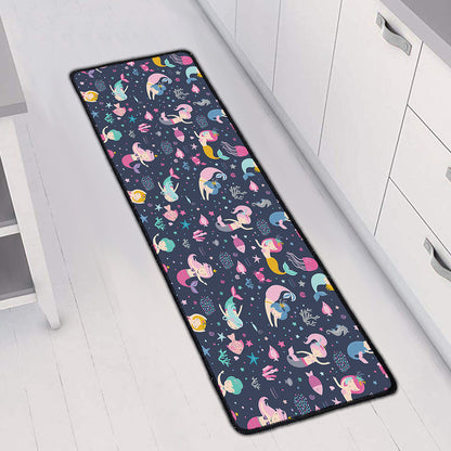 Mermaid Cartoon Pattern Print Long Kitchen Mat
