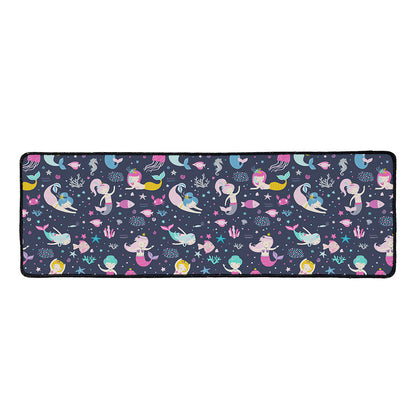 Mermaid Cartoon Pattern Print Long Kitchen Mat