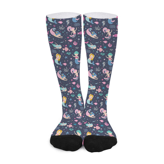 Mermaid Cartoon Pattern Print Long Socks