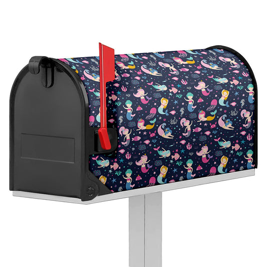 Mermaid Cartoon Pattern Print Mailbox Cover