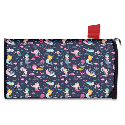 Mermaid Cartoon Pattern Print Mailbox Cover