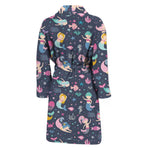 Mermaid Cartoon Pattern Print Men's Bathrobe