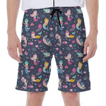 Mermaid Cartoon Pattern Print Men's Beach Shorts