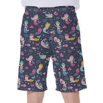 Mermaid Cartoon Pattern Print Men's Beach Shorts