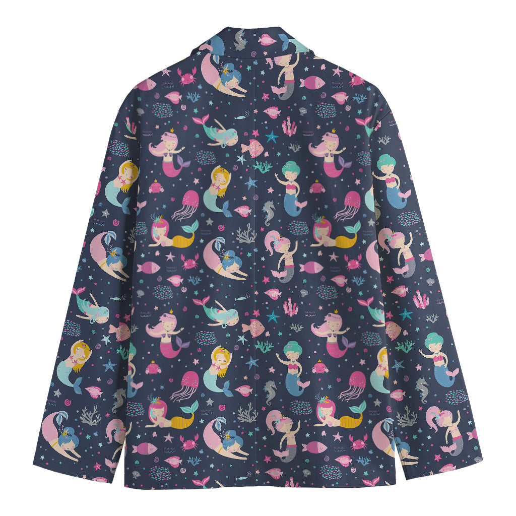 Mermaid Cartoon Pattern Print Men's Blazer