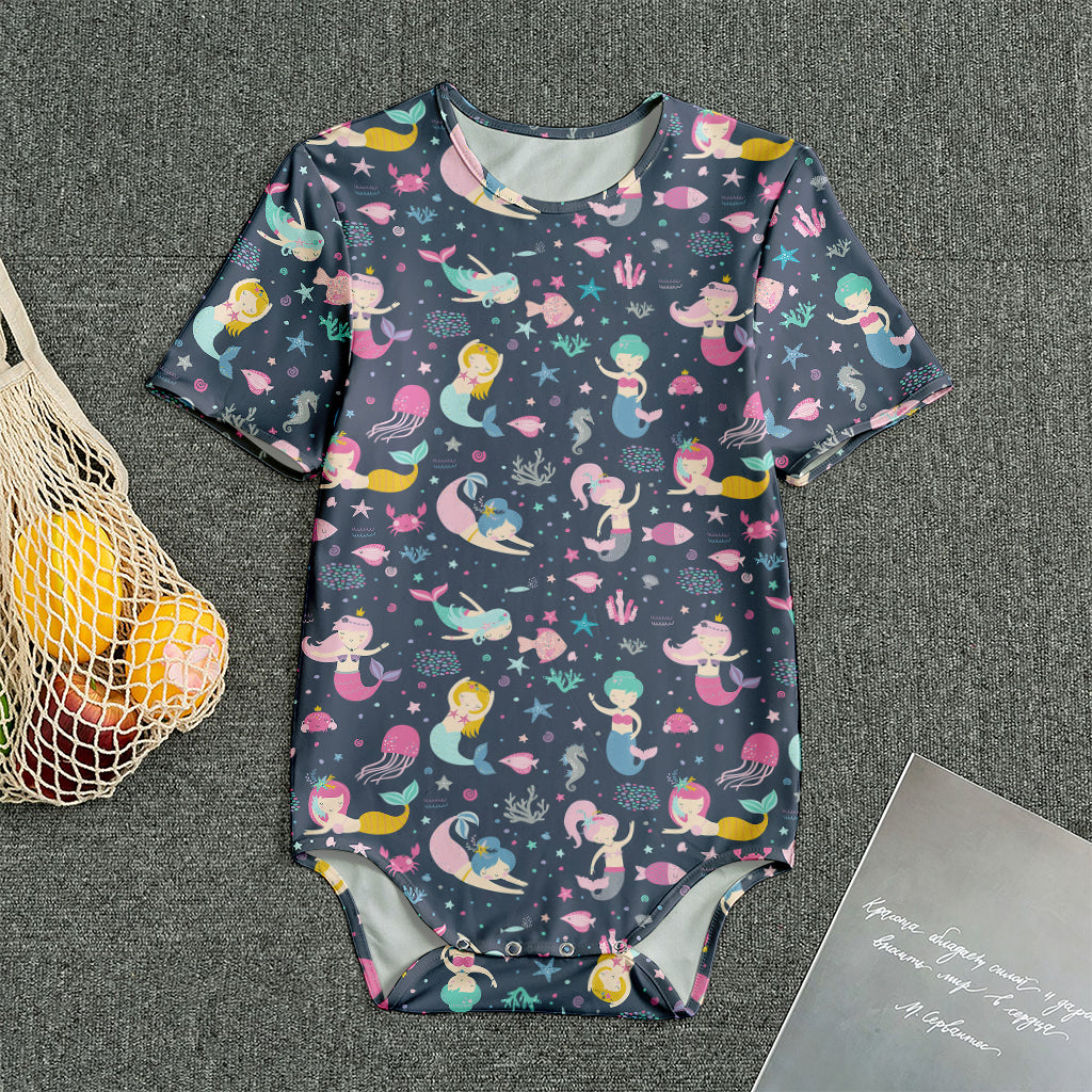 Mermaid Cartoon Pattern Print Men's Bodysuit