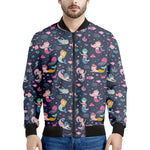 Mermaid Cartoon Pattern Print Men's Bomber Jacket